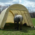 Rhino Shelter | 12'Wx20'Lx8'H Portable Livestock Shelter (Animal Run-In) Round Style | LV122008RGY, LV122008RTN