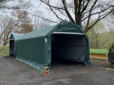 Rhino Shelter | 12’Wx 24’L  x 10’H Instant Garage (Barn Style)|PB122410BGN, PB122410BGY