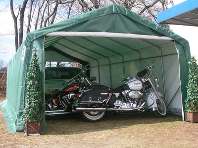 Rhino Shelter | 12’W x 24’L x 8’H Instant Garage (House) | GA122408HGY / GA122408HGN