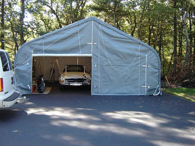 Rhino Shelter | 22'Wx24'Lx12'H Instant 2-Car Garage (Peak Style) | GA222412HGN, GA222412HGY, GA222412HTN