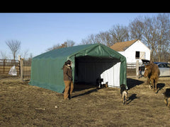 Rhino Shelter | 12'Wx20'Lx8'H Portable Livestock Shelter (Animal Run-In) House Style | LV122008HGN, LV122008HTN