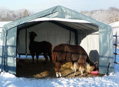 Rhino Shelter | 12'Wx20'Lx8'H Portable Livestock Shelter (Animal Run-In) House Style | LV122008HGN, LV122008HTN