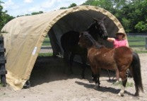Rhino Shelter | 12'Wx20'Lx8'H Portable Livestock Shelter (Animal Run-In) Round Style | LV122008RGY, LV122008RTN