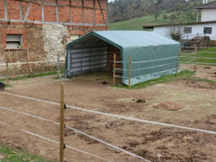 Rhino Shelter | 12'Wx12'Lx8'H Portable Livestock Shelter (Animal Run-In) | LV121208HGY, LV121208HGN